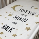 Husa saltea patuț bebe copii din bumbac 120 x 60 cm, Moon (5)